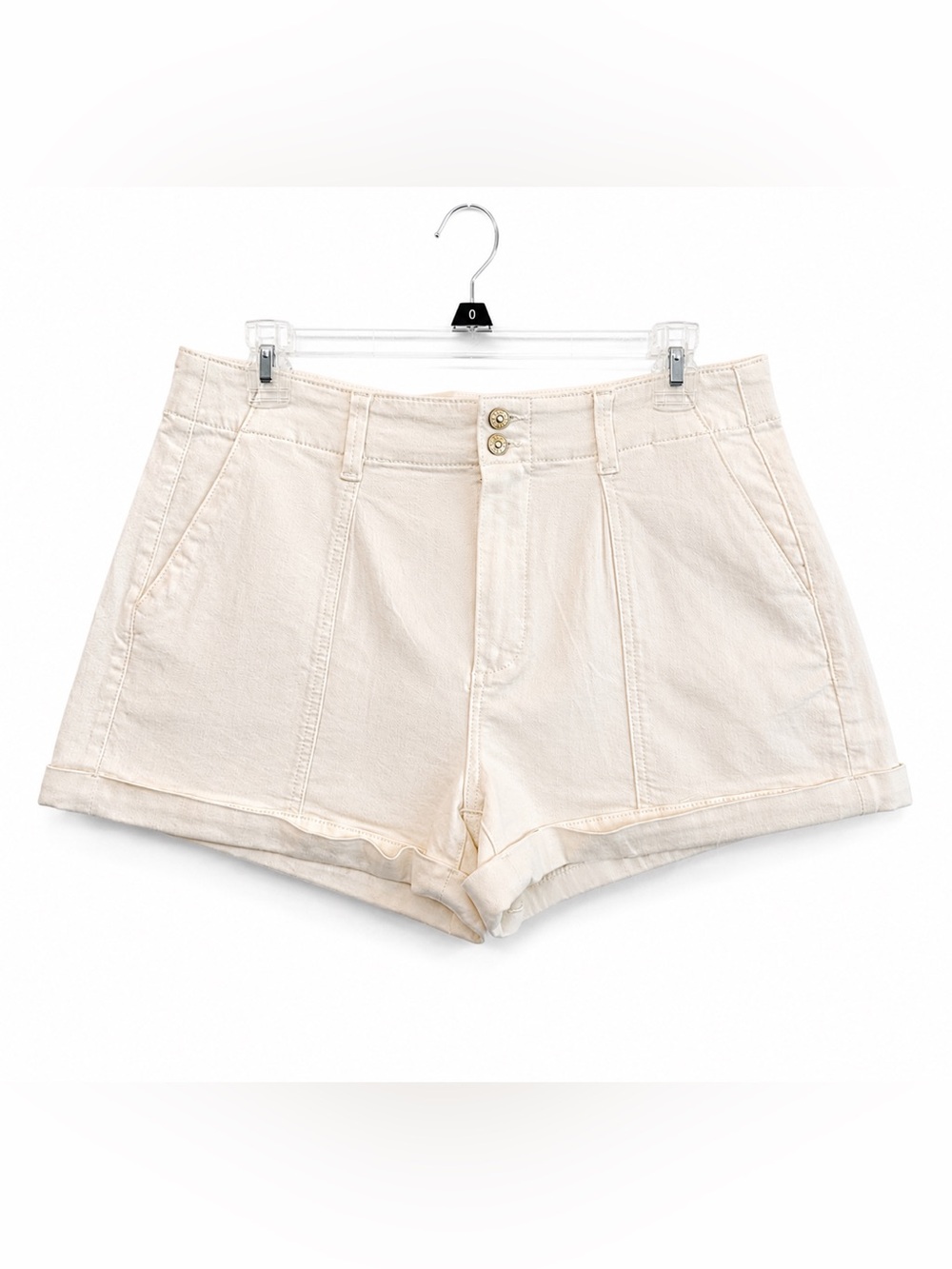 PAIGE Utility Denim Shorts Cream White Rolled Hem